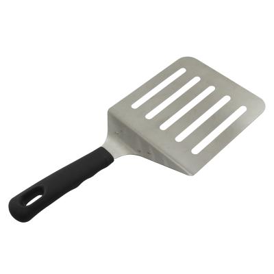 China Durable High Quality Household 430 Stainless Steel Pizza Turner Spatula With Black TPR Handle for sale