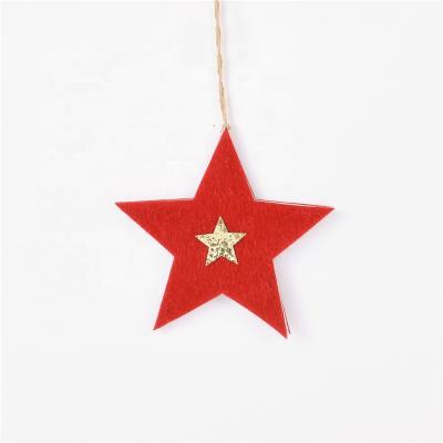 China Christmast Ornament Craft Supplies Handmade Red Star Shaped Xmas Christmas Kids DIY Hanging Ornaments Decoration for sale