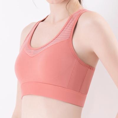 China Breathable 825 Hollow Out Beautiful Back Sports Bra Factory U-neck Shockproof Fitness Top Wide Shoulder Straps Yoga Gym Cropped Dropship for sale