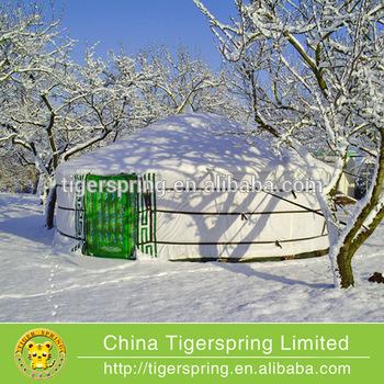 China Outdoor wood or steel frame steel frame wood frame dome yurt tent with glass door and floor for sale