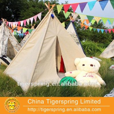 China Foldable beige linen kids tent teepee tent indian play house tent for kids for sale