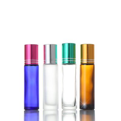 China Recyclable Stainless Steel Metal Rollball 10ml Amber Empty Roll On Glass Bottles Vials Essential Oils Perfume for sale