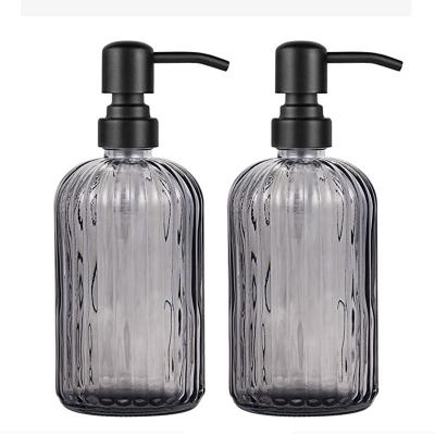 China Fashionable Wholesale Liquid Hand Soap Dispensers Glass Bottle Hand Sanitizer Bottle With Pump for sale