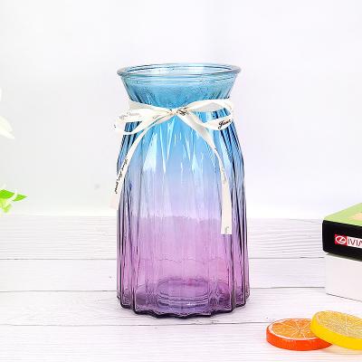 China Europe Wholesale Cheap Home Decor Glass Flower Vase Shape Modern Clear Glass Vase for sale