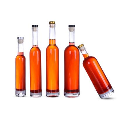 China Wholesale 200ml 375ml 500ml 750ml Ice Wine Glass Liquor Beverage Bottles Cork Clear Beverage Glass Bottle for sale