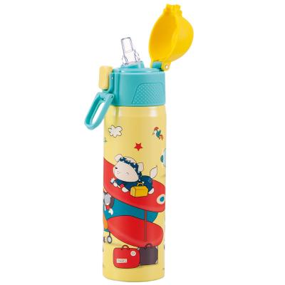 China PINKAH Private Label Viable Vacuum Insulated Double Wall Kids Steel Water Bottle Thermos With Silicone Lid for sale