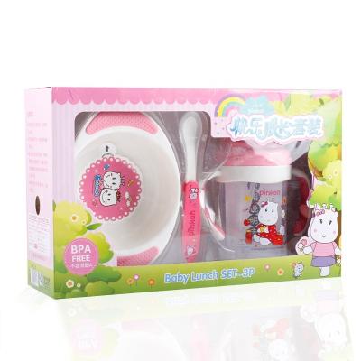 China Sustainable Pinkah Custom Logo Kids flatware bpa free plastic kids cutlery set with spoon and bowl cup for sale