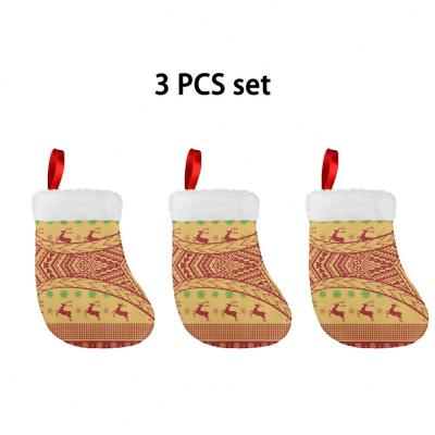 China Christmast Ornament Christmas Stocking 3 Pcs / Set Tattoo Design Polynesian Tribal Pattern Reindeer Custom Fluffy Soft Tongan Christmas Stocking for sale