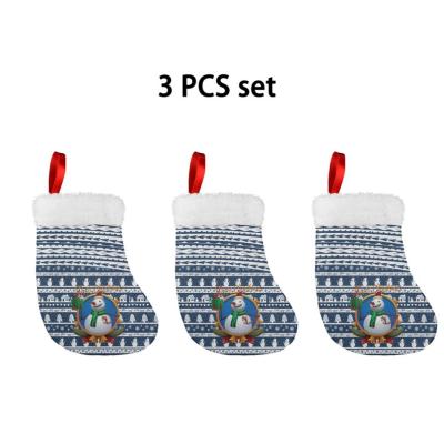 China Christmas Cheap Set Christmas Gifts Polynesian Tribal Tattoo Pattern Custom Christmas Stocking 3 Pcs/Set Tapa Design Snowman Stocking Christmas for sale