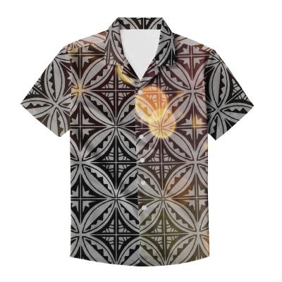 China Custom Polynesian Sunniness Symbol Tattoo Dropshipping Anti-pilling Hibiscus Super Soft Samoan Design Low Wholesale Price Printed Men Blouse for sale