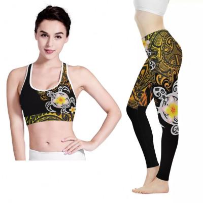 China Breathable Hawaii Style Fitness Yoga Wear Leggings Women Sportswear Custom Tribal Bra And Legging Gym Set Workout Clothing Yoga Pants for sale