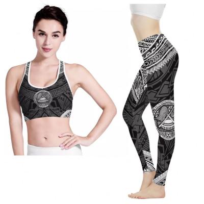 China Breathable Samoa Print Fitness Yoga Wear Tribal Apparels Women High Quality Outdoor Seamless Gym Sets Sport Yoga Bra And Leggings Set Empty for sale