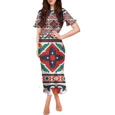 China Breathable Oversized Polynesian Tattoo Designs For Dresses One Shoulder Geometric Print Long Dress Pattern Dress For Women for sale