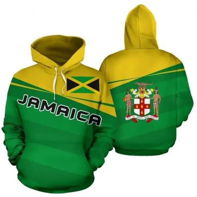 China High Quality QUICK DRY Mens Hoodies Jamaica Free Custom Country Flag Printed Polyester Hoodies Green Oversized Sweatshirts for sale