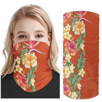 China Absorption Sweat 2021 Multifunctional Headwear Hawaii Plumeria Flower Hibiscus Polynesian Flowers Printed Custom Logo/Image Neck Tube Bandana for sale