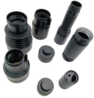 China OEM Odm Precision Aluminum CNC Machining Turned Parts Black Anodic Oxidation Flashlight Aluminum Housing for sale