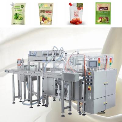 China Automatic Food Peanut Butter Mineral Water Mango Fruit Juice Milk Pouch Liquid Packing Machines for sale