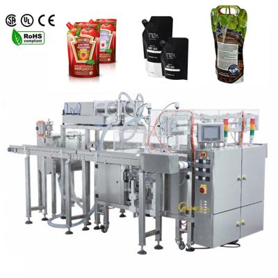 China Automatic Food Spout Packing Machine for Vegetable Peanut Butter Sauce Ketchup Sauce Packing Machine for sale