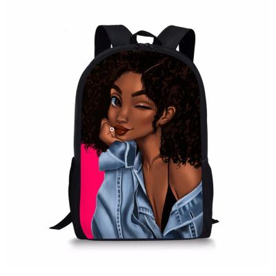 China New Design Black Art Afro Lady Girls Raincoat Girls Mochilas Escolares School Bags Kids Backpack Children From China for sale