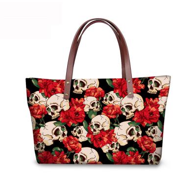 China ENGLAND STYLE Women Sugar Skull Printing Handbags Ladies Fashion Shoulder Tote Bag For Female Handbag for sale