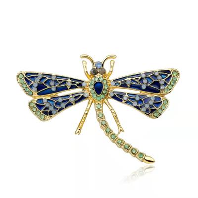 China Large Shell Fashion Sweater Flower Stone Rhinestone Metal Vintage Dragonfly Elegant Luxury Brooches Plantas Brooch Muslim for sale