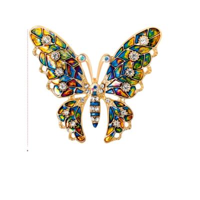 China Designer Floral Butterfly Brooches Vintage Metal Sweater Pins Multicolor Crystal Mariposa Brooch Muslim Luxury for sale