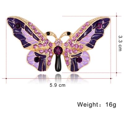 China Luxury Elegant Large Crystal Fashion Sweater Flower Rhinestone Metal Vintage Butterfly Brooches Mariposa Brooch Muslim for sale