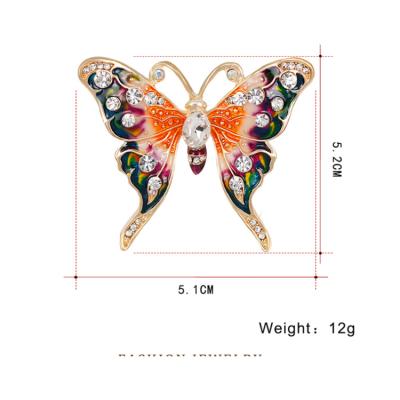 China Luxury Fashion Custom Vintage Butterfly Brooches Designer Women Crystal Mariposa Brooch Muslim Multicolored Large for sale