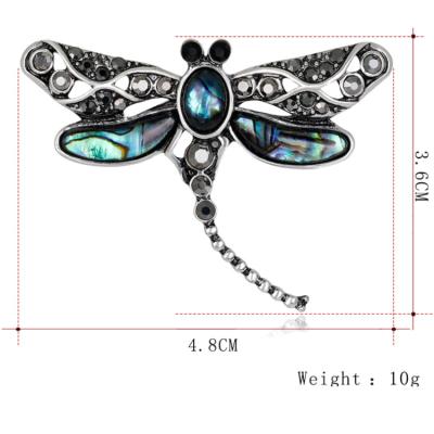 China Luxury Multicolor Vintage Metal Sweater Pins Floral Designer Dragonfly Brooches Crystal Mariposa Brooch Muslim for sale