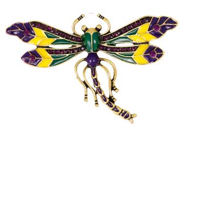 China Crystal Mariposa Fashion Sweater Flower Faux Stone Metal Vintage Dragonfly Luxury Brooches Brooches Muslim Large for sale