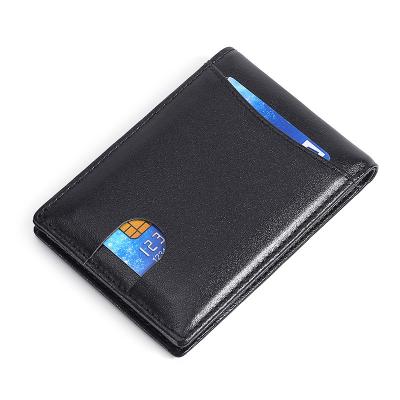 China Anti-theft Leather Wallet Dollar Clip Short Striking Anti-rfid Hand Push Card Wallet 2022 New Custom LOGO Men's Fashion GENUINE Leather Men for sale