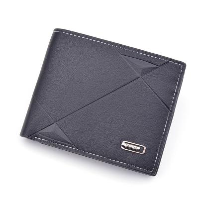 China Youth Men's Casual Triple Thin Horizontal Soft Wallet Multi-Card Wallet Custom LOGO Men's Wallet Anti-theft Short Slot Fashion for sale