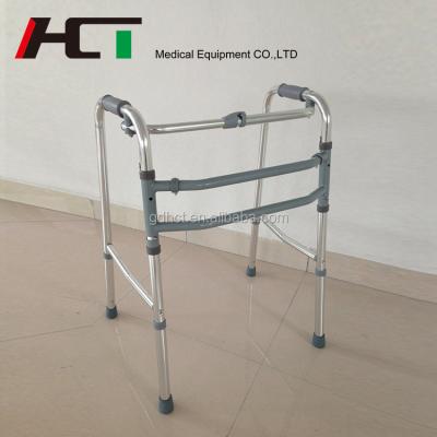 China 136kg Hospital Equipment Elderly Lightweight Aluminum Frame Folding Walking Aid / Walker Frame For Disabled for sale