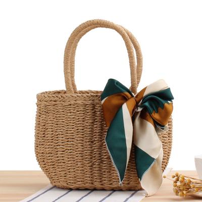 China Wholesale High Quality Beach Bag Straw Basket Straw Bag With Drawstring Closure for sale