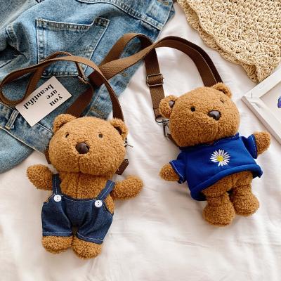 China High Quality Korean Cute Girl Plush Girl's Mini Statistical Institute Cartoon Student Bear Shoulder Bag Bag Messenger Bag for sale