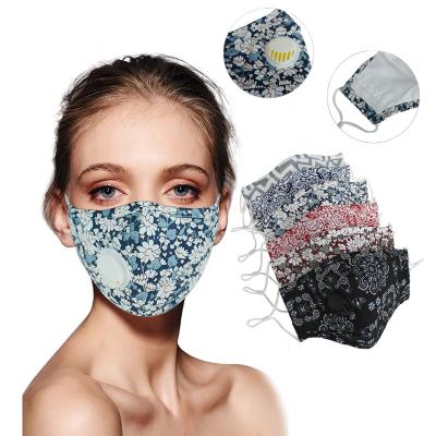 China Filter Valve Cotton Printed Face Cover Can Be Washed And Reused Face Cover With Breathing Valve for sale