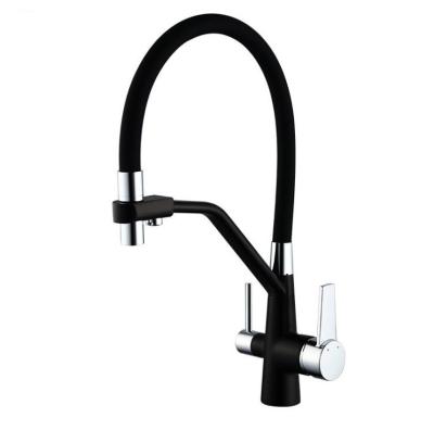 China Thermostatic Faucets Matt Black Kitchen Faucet Pull 3 Way Kitchen Mixer Tap Tri Flow Purifier Kitchen Faucet for sale