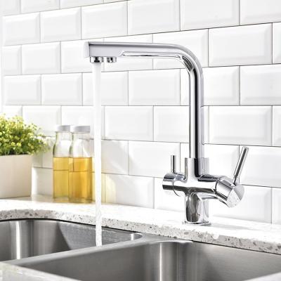 China 3 Way Faucet Mounted Thermostatic Stainless Steel Water Filtration Faucet 3 Way Kitchen Faucet for sale