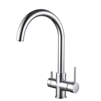 China Thermostatic Faucets 4-in-1 Solid Brass Faucet Chrome Finished Kitchen Faucet 4 Way Faucets for sale