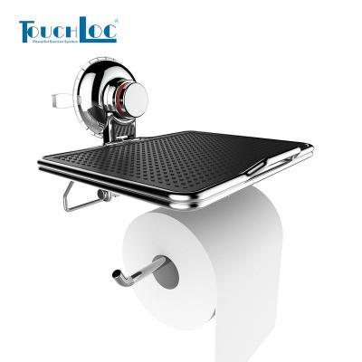 China Wall Mount User Friendly Toilet Paper Holder, SUS304 Stainless Steel Bathroom Tissue Holder With Cell Phone Storage Shelf for sale