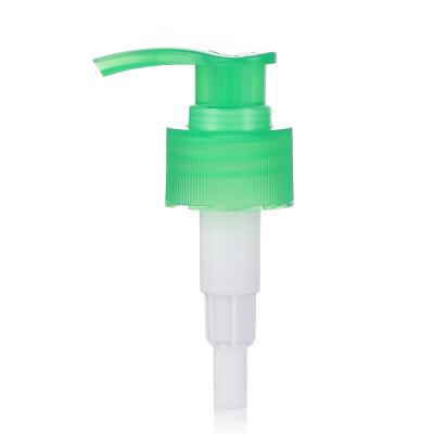 China Good Selling Non Refillable 24mm Plastic 28mm Lotion Pump Green Color Screw Lotion Bottle Pump for sale