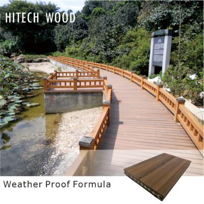 China Weather proof formula deeply embossed wooden decking teak wood co-extrusion wpc composite decking for termite and UV resistance water resistant for sale