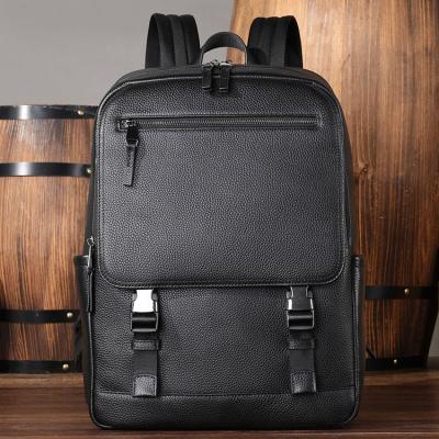 China RFID high capacity waterproof vintage man black genuine leather school backpack for students for sale