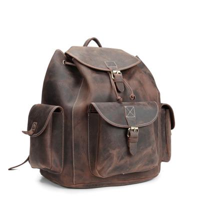 China Vintage Cowhide Leather Rucksack Men's Full Grain Genuine Pure Genuine Cowhide Bag RFID Laptop Rucksack Vintage Cowhide Leather Backpack for sale