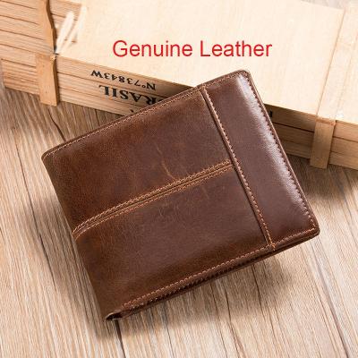 China Custom Simple Design RFID Ready To Ship Crazy Horse Wallet For Men Genuine Leather Wallets for sale