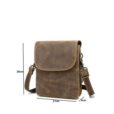 China Genuine Leather Messenger Bag Men's Vintage Vintage Horse Leather Crazy Protection Anti Theft Messenger Bag Men Shoulder Wallet Bag for sale