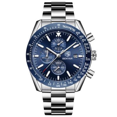 China Original Date Automatic Benyar 5140 Silicon Strap Analog Wrist Watch For Men Chronograph Quartz Watch Private Label Mens Wristwatches for sale