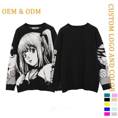 China custom cotton misa CaiNan Anti-wrinkle Nana death note anime sweater jacquard printing pullover unisex designer custom knit anime sweaters for sale