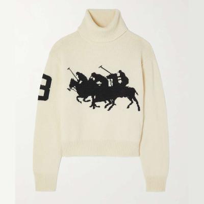 China Custom Anti-wrinkle CaiNan Logo Winter Turtle Neck Sweater Women Knitted Luxury Intarsia Wool Cashmere Women Sweater Ladies Sweater For Winter for sale