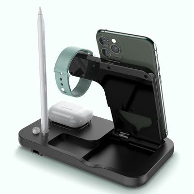 China UniversalÂ   Foldable 15w 4 in 1 Qi Fast Charging Dock Wireless Charger Desktop Stand for Iphone Iwatch Earphones for sale